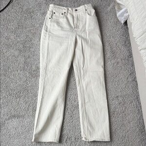 Abercrombie & Fitch Women's Off-White Straight Leg Jeans